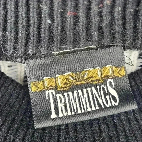 80s Vintage Paisley Sweater 90s Gold Black White Metallic Geometric Size M or L - Picture 8 of 8